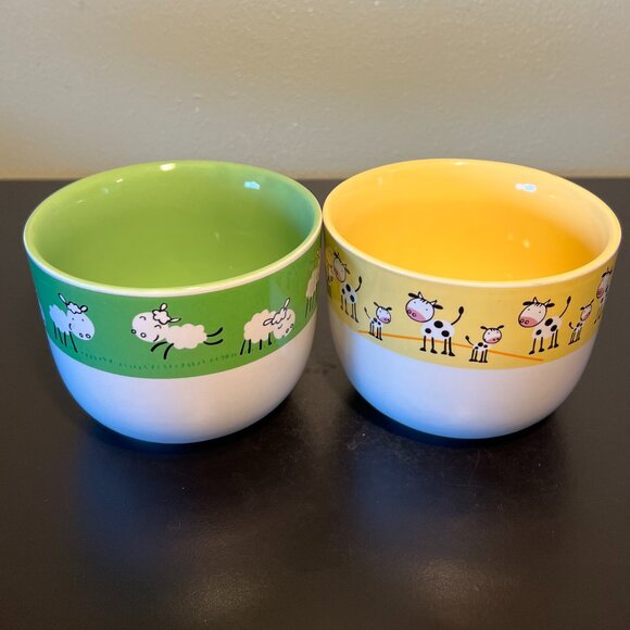 Set of 2 COW and SHEEP Oversized Wide-Mouth Ceramic Mugs / Bowls ~ Farm Animals - Picture 4 of 13